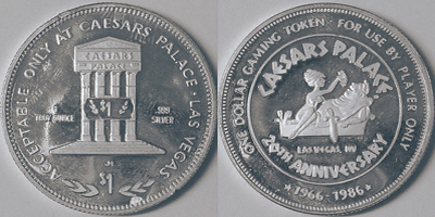 Marquee, Caesar's Palace 20th Anniversary Token Image (sCPlvnv-001-S1)