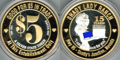 Shady Lady Ranch, 15 Years Gold Plate Token (sSSBvlnv-002-S2)