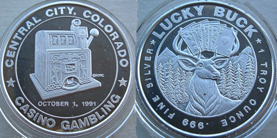 Slot Machine, Central City, Frosted, between antlers, below cards Logo Set Image (sLBvlco-001-S2-V1)