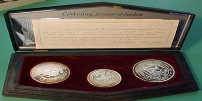 Boxed set of 3, (1986, 20th Anniversary, $1, 5, $25), Tokens (sCPlvnv-001)