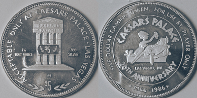 Marquee, Caesar's Palace 20th Anniversary Token Image (sCPlvnv-001-S2)