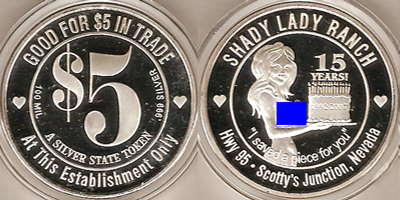 Shady Lady Ranch, 15 Years, Silver Plate Token (sSSBvlnv-002-S1)