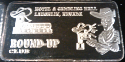 Pioneer Round-Up Club, Eagle, 8 Stars, 10 ozt. Silver Bar, Logo Side Silver Bar (bPRlanv-003-L)