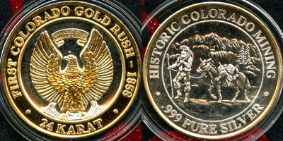 Eagle, Gold Rim, Feet, Silver Branch, Frosted Logo Side Strike (GCOvlco-329)