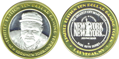 Babe Ruth Bust with Signature, rotated 10 degrees right, design side Strike (NYlvnv-059-V1)